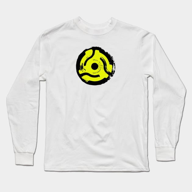 45 RPM Vinyl Record Spacer Long Sleeve T-Shirt by Spindriftdesigns